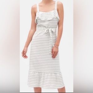 Banana Republic Ruffled Tie Waist Striped Midi Dress Size 6